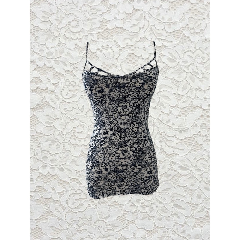 vintage aeropostale hibiscus fitted tank top